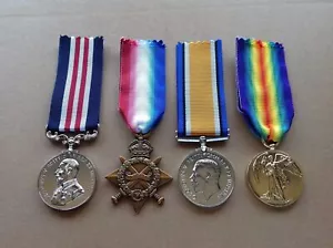 WWI MEDAL SET | KGV MM + 1914-15 STAR + BRITISH WAR MEDAL + VICTORY MEDAL | WAR - Bild 1 von 2