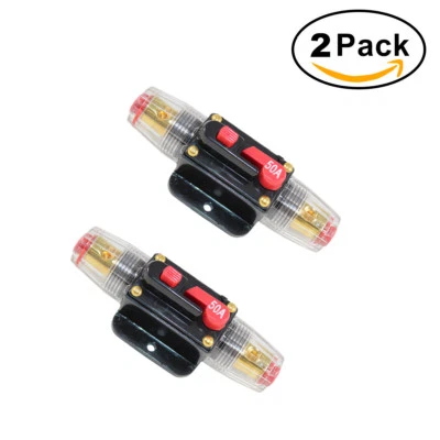 2x 50A disjuntor redefinir suporte de fusível em linha para carro automático interruptor estéreo áudio - Imagem 1 de 4
