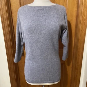 Magaschoni Damenpullover L grau 100 % Kaschmir Pullover 3/4-Ärmel runder Ausschnitt - Bild 1 von 10