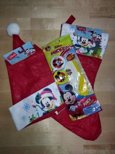 Disney Mickey Mouse Weihnachtsmütze & Strumpf / KOSTENLOSER VERSAND & Füller! - Bild 1 von 6