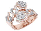 Bague femme cœur cubain vrai diamant 0,85 ct or 10 carats rose-blanc 16 mm