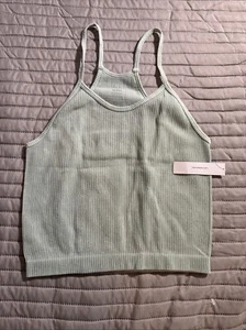 NWT ODODOS Womens Rib-Knit Crop Tank Top Xl/xxl Mint Green - Picture 1 of 9