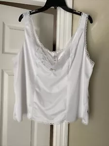 NWOT Vintage Antron111 camisole White Nylon w/Lace Bodice Plus Sz 3X USA - Picture 1 of 6