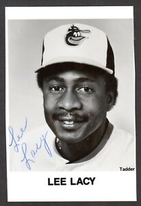 Lee Lacy ORIOLES SIGNED 3-3/8 x 5-1/8  AUTOGRAPH TADDER STAFF PHOTO COA #1