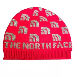 North Face Logo Hat Reversible Knit Beanie Red & Gray Adult Winter JJ3880 - Picture 1 of 5