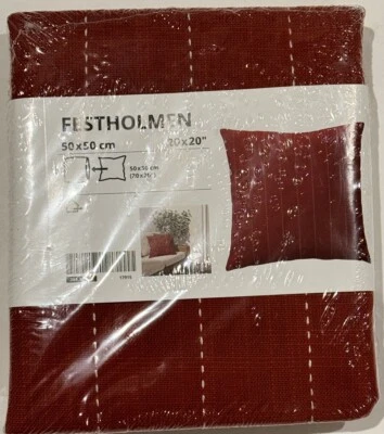 Ikea Festholmen Cushion Pillow Cover Red Burgundy Stitch Pattern Holiday 20x20 - Image 1 of 4