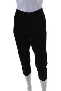Eileen Fisher Womens Solid Black High Waisted Pull On Straight Leg Pants Size PL - Picture 1 of 5