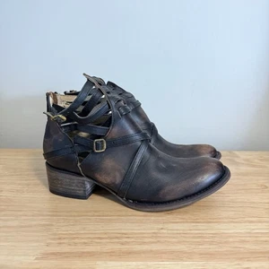 Freebird by Steven Damen-Riemchenstiefeletten Treppe US 9 abgenutzt schwarz Leder - Bild 1 von 9