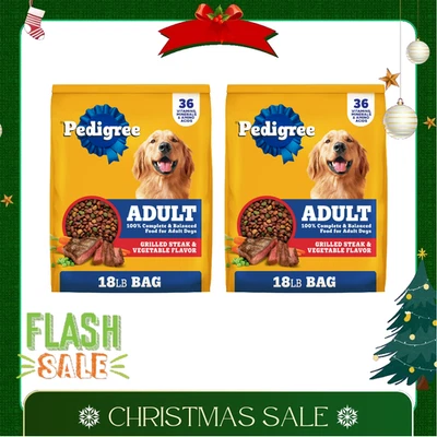 (2件装)Pedigree Complete Nutrition成人干狗粮烤牛排,18磅 — 第 1/4 张图片