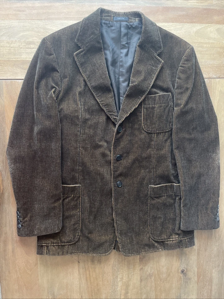 Vestimenta Spa Giorgio Armani Brown Corduroy Jacket Mens 44R Slim Fit Sport Coat - Image 1 of 4