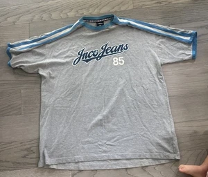 Camisa De Colección Años 90 JNCO Jeans Script Deletreada Corona 85 Timbre Gris Azul XXL SE AJUSTA XL - Imagen 1 de 9