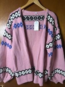 Strickjacke Pullover Damen XXL offen Grobstrick Boho kuschelig Grandmacore NEU - Bild 1 von 5