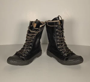 Converse Original seltene Stiefel Herren Gr. 7,5 Damen Gr. 9 schwarz Leder Außenschnürer - Bild 1 von 14