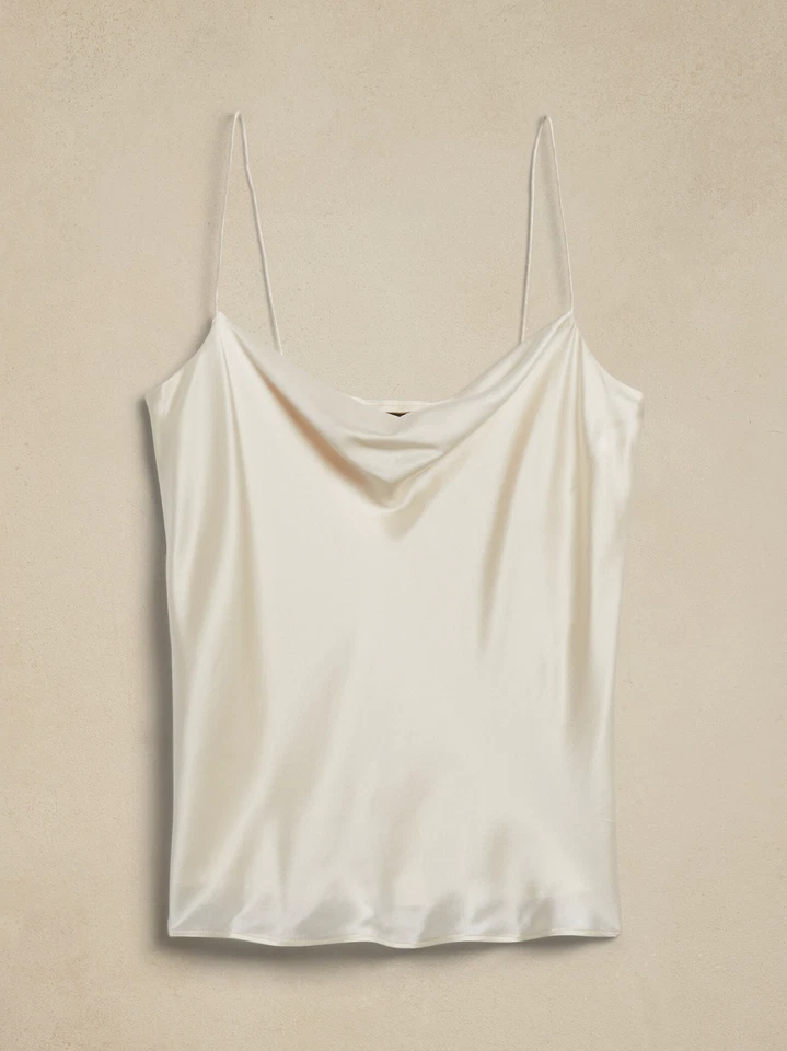 Banana Republic Charlotte 100% Silk Camisole Cowl Top in Ivory champaign - Image 1 of 4