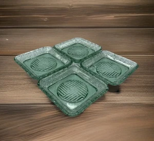 4 Sm Recycling Glas Sauce Schmuck Schale Vintage Hellgrün 3x5/8" Komplizierte Designs - Bild 1 von 7