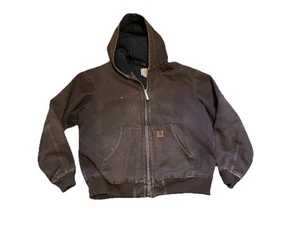HERREN CARHARTT DUNKELBRAUN J130 DKB KAPUZE ARBEITSJACKE XL FADED DISTRESSED - Bild 1 von 8