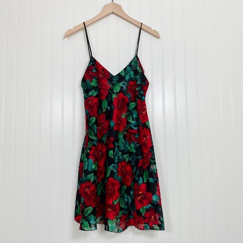 UNDERCOVER Abito donna vintage Victorias Secret slip medio Y2K floreale scuro fata vampiro