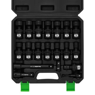 19 PCS 1/2" Drive Shallow Universal Impact Socket Set, Swivel Socket Set, Met... - Image 1 of 4