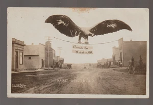 Webster NORTH DAKOTA RPPC 1911 MAIN STREET Add On Bird nr Devils Lake POP 62 - Bild 1 von 2