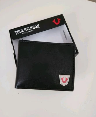 Cartera de hombre True Religion de cuero genuino con bloqueo RFID negra Foto 1 de 4