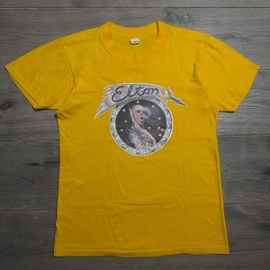 Vintage 70s Elton John T-Shirt Yellow Medium Concert Tour Band Tee Single Stitch - Bild 1 von 6