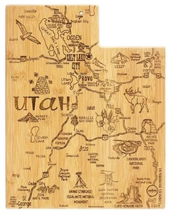 Totally Bamboo Utah State Cutting Board, Includes Hang Tie. Support Charity. - Picture 1 of 6