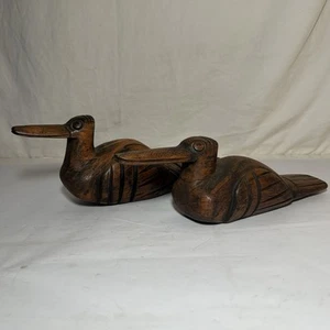 2 VTG Wooden Duck Unique Scandinavian Style Hand Carved Sculpture Display Decoy - Picture 1 of 24