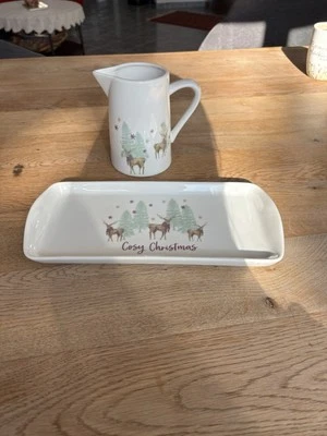 Milly Green Krug Und Tablett Porzellan Keramik Weihnachtsdeko/ Geschirr - Bild 1 von 3