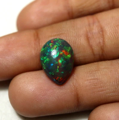 3,1 карата 13,8x10 мм настоящий огненный копченый черный эфиопский опал грушевидный кабошон AAA - Изображение 1 из 4