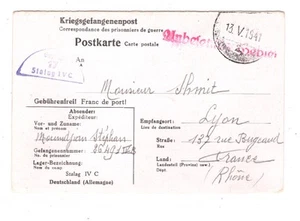 SUDETENLAND WW2 French POW Card *Wistritz* CAMP Stalag IVc 1941 Censor XD134 - Picture 1 of 15