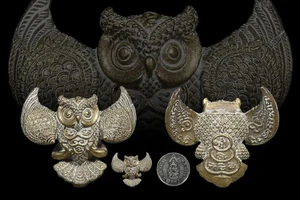 Owl 9th Edition ThongKinFai LP Choo Magic Charm Wealth Luck Destiny Thai Amulet - Picture 1 of 5