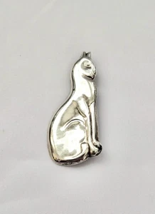 925 Sterlingsilber sitzende Katze Kätzchen Kätzchen Brosche Anhänger - 8,33 Gramm - 2,25" - Bild 1 von 14