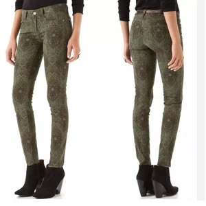 Pantalones de mezclilla ajustados estampados PAIGE Verdugo para mujer talla 24 verde oliva cachemira - Imagen 1 de 8