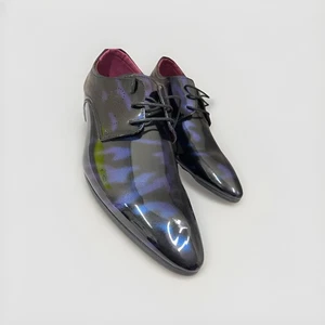 High Shine Herren Festliche Schuhe Größe UK 10,5 EU 45 285mm Blau/Schwarz Neu  - Bild 1 von 10