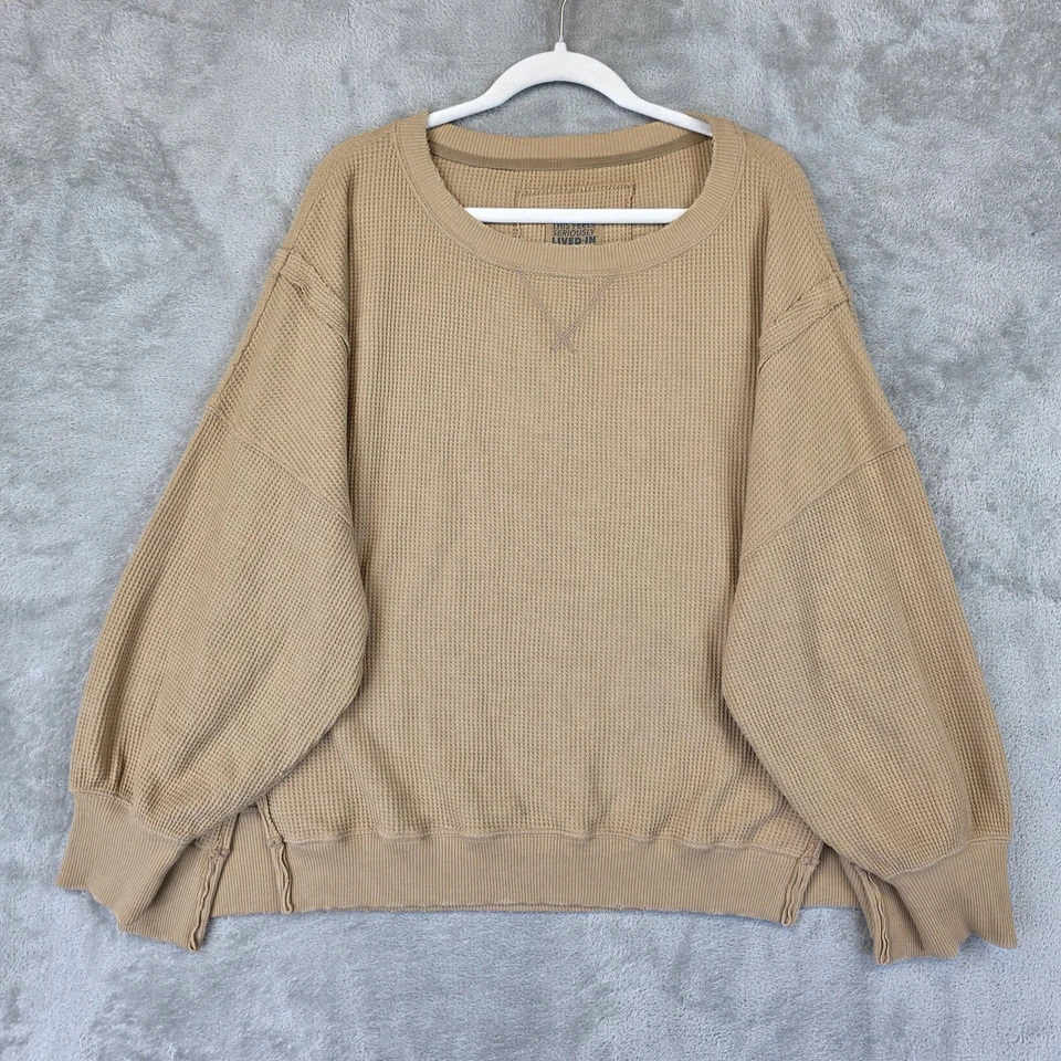 Sudadera American Eagle para mujer mediana marrón tejida gofre vivida en gran tamaño Foto 1 de 4