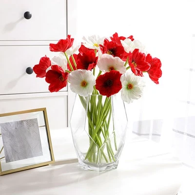 Poppy Flowers Plastic Flower Artificial Flowers Fake Flowers Poppy Colorful ☋ - Image 1 of 4