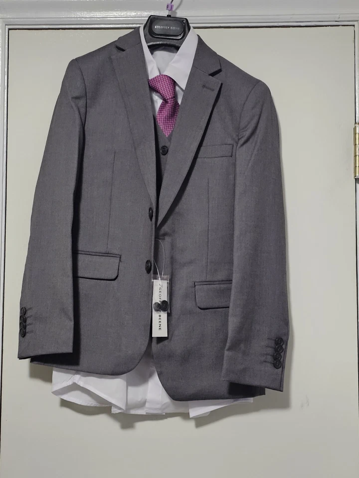 Conjunto de terno Geoffrey Beene masculino ajuste moderno 5 peças - CINZA TAMANHO 10 - Imagem 1 de 4