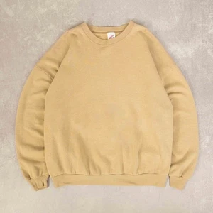 Vintage 90s Blank Boxy Sweatshirt 3XL Made in USA Men's Light Brown Plain - Picture 1 of 7