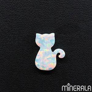 CAT SHAPE WHITE SYNTHETIC LAB CREATED OPAL BEADS TOP FULL DRILLED WP0277D - Picture 1 of 10