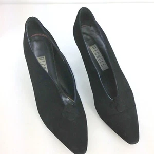 Vintage 1970's Nickels Black Suede pumps 40's Look US Size 8 B Italy - Picture 1 of 9