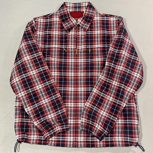 VTG Catalina Jacket Womens Medium Red Black Plaid Full Zip Rain Coat Gold Zipper - Picture 1 of 9