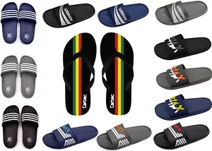 MENS SUMMER FLIP FLOPS SLIDERS SHOWER BEACH GYM MULES POOL ANTI SLIP ON SANDALS - Picture 1 of 27