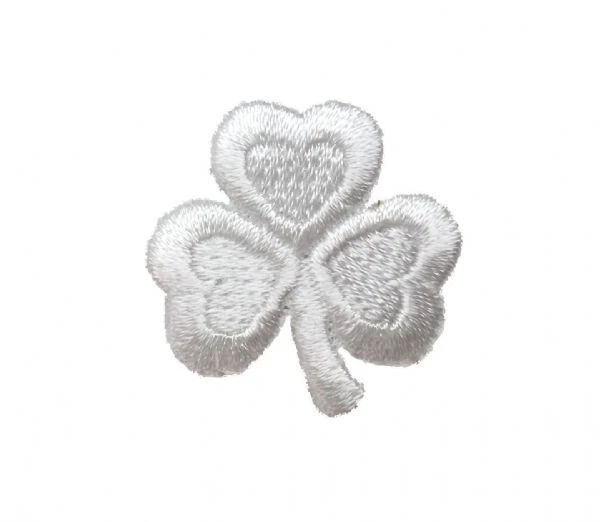 SHAMROCK white  IRON ON PATCH   1" x 1" (2.54cm x 2.54cm) - Image 1 of 1