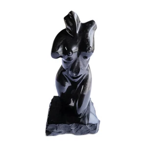 Scultura Busto Donna in Marmo Nero Italian Black Marble Sculpture Woman H 40 cm - Foto 1 di 5