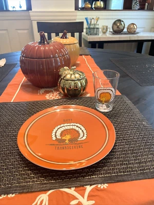 Snoopy Pottery Barn Disney PLATE CUP Holiday Thanksgiving Peanuts party gift ! - Image 1 of 4