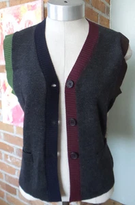 Vtg SWEATER VEST Gray Multi color button front by Dolce & Gabbana Size 44 - Picture 1 of 6