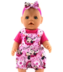Dolls clothes for 17" Baby Born PATTERNED DUNGAREES~TOP~HEADBAND - Picture 1 of 4