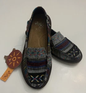 Neu mit Etikett Dije California bunte Streifen Freizeit Mokassin Loafer Slipper Schuhe Größe 6 - Bild 1 von 7