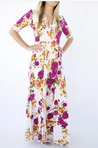 Agnes & Dora BNWT ‘A Rose Is A Rose On Ivory’ Austen Floral Dress SizeSmall/Tall - Picture 1 of 4