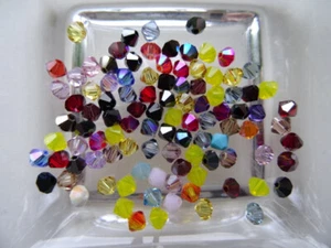 100 Swarovski® Kristall Perlen XILION + BICONE Beads 4mm Bunter Mix 37 - Bild 1 von 1